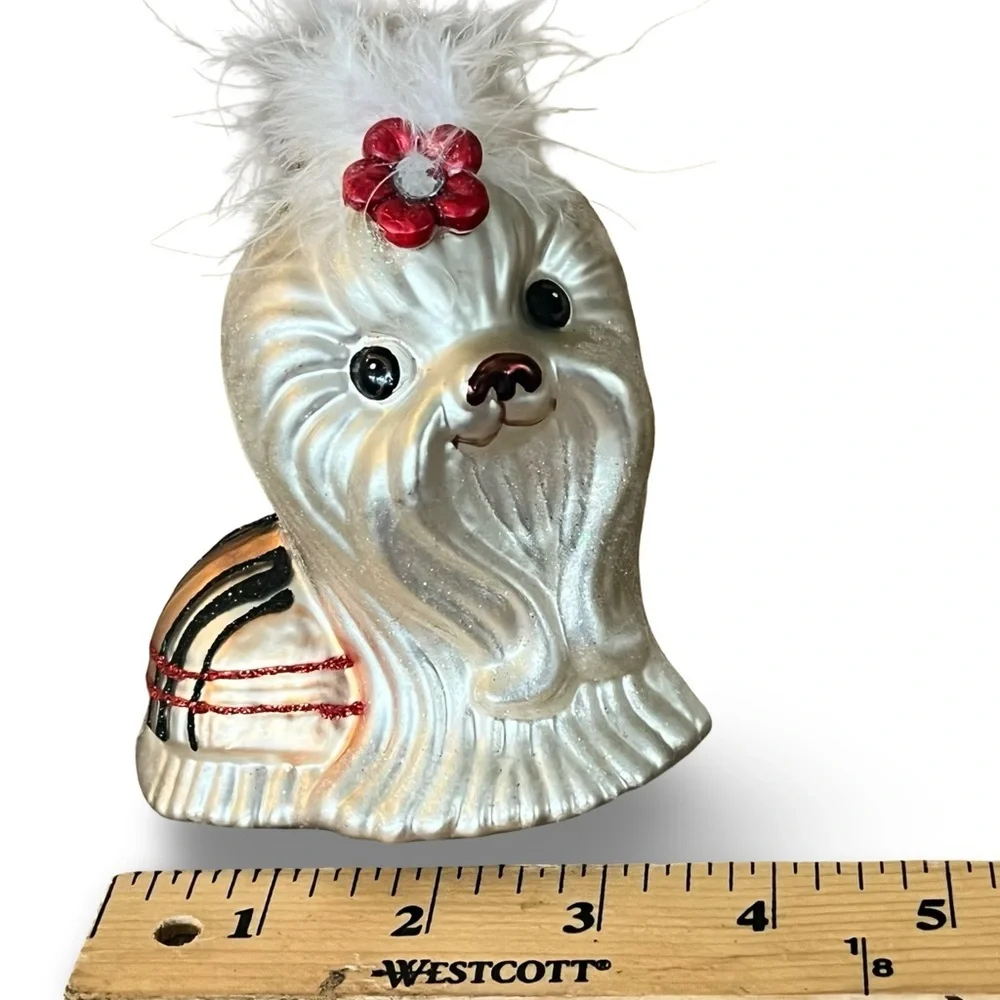 Jim Marvin Shih-Tzu Burberry Coat Glass Ornament- Christmas Holiday